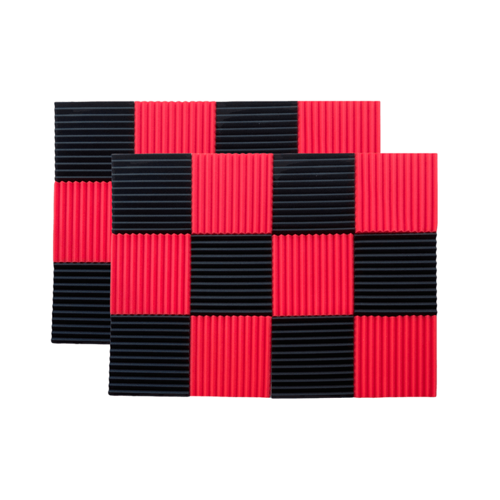 24 Pack - Wedge2.5 - Acoustic Foam - Red Black - 30cm Hush Echo